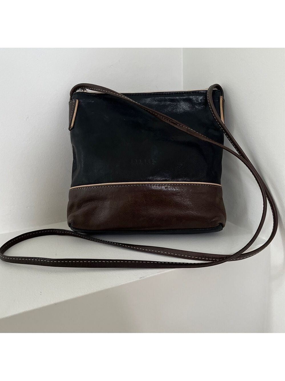 JOANEL Natural Nappa Leather Two Tone Cross Body Small Bag Travel Minimalist